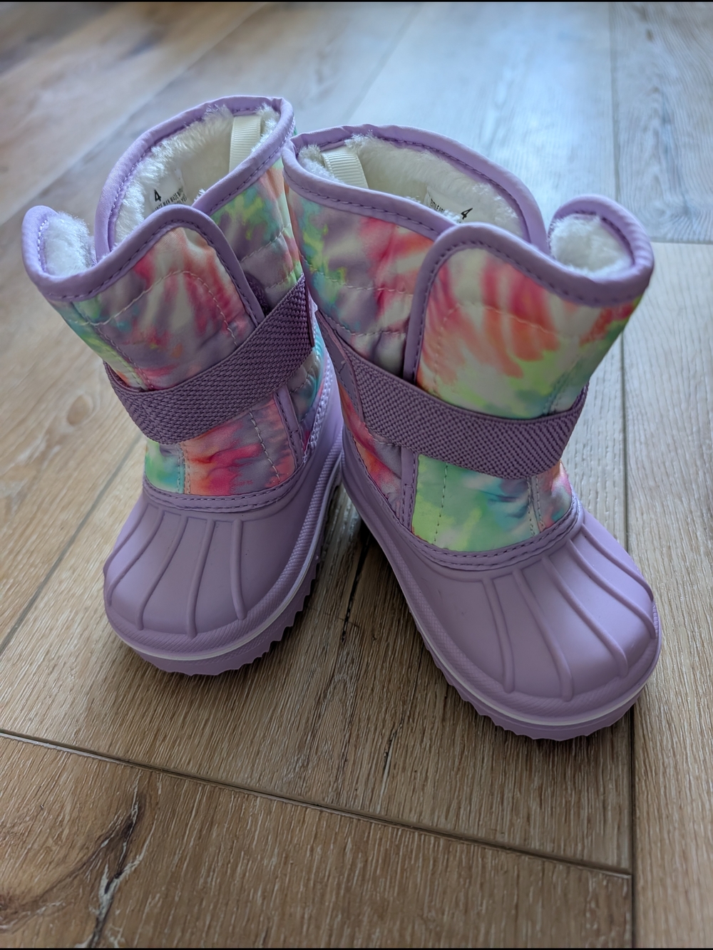 Kids' Light Purple Tie-Dye Winter Boots - Soft Lining Toddler Sz 4